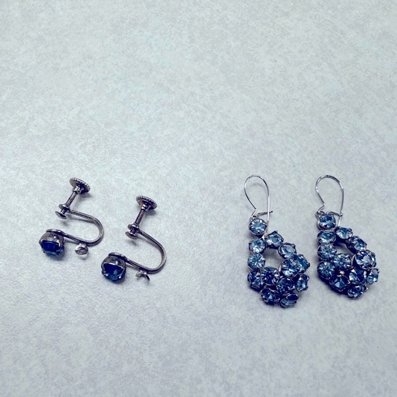 Elegant Vintage Blue and White Rhinestone Jewelry - Picture 7 of 7